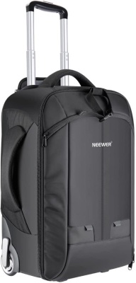 Neewer 2-in-1 Convertible Wheeled Camera Backpack Luggage Trolley Case with Double Bar, Anti-Shock Detachable Padded Compartment For SLR/DSLR Camera, Tripod Lens, and Other Accessories (Black/Red)