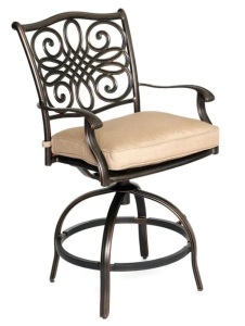 Set of 2 Outdoor High-Seating Swivel Chairs with Alumicast Back Accents