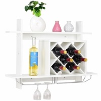 Wall Mount Wine Rack w/ Glass Holder & Storage Shelf&nbsp;