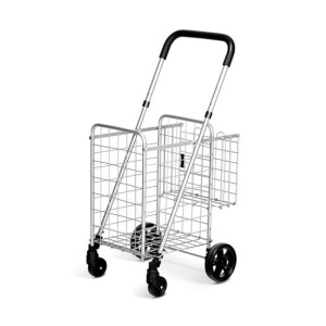 Folding Shopping Cart Basket Rolling Utility Trolley With Adjustable Handle