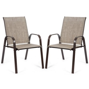 2PCS Patio Dining Chairs w/Armrest  