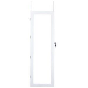 Lockable Wall Door Mounted Mirror Jewelry Cabinet Armoire Organizer w/LED Lights