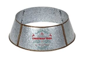 23.5 in. Silver Galvanized Metal Christmas Tree Collar