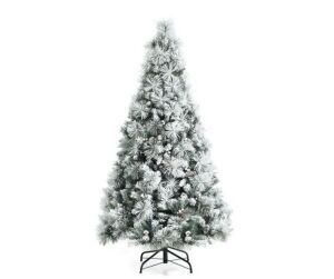 6 ft. Unlit Artificial Christmas Tree Snow Flocked Hinged Xmas Tree