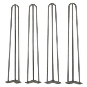 28-Inch Mid-Century Modern Raw Steel Hairpin Table Legs, 1/2" Diameter, Set of 4