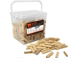 WEN JN400D 400-Piece Fluted Dowel Pin Variety Bucket with 1/4, 5/16, and 3/8-inch Woodworking Dowels, APPEARS NEW