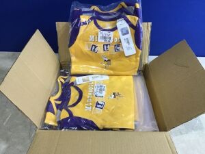 Case of (6) Minnesota Vikings 3 Pack Baby Onesies, 12M