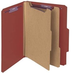 Smead Pressboard Classification File Folder with SafeSHIELD Fasteners, 2 Dividers, 2" Expansion, Letter Size, Red, 10 per Box ,New
