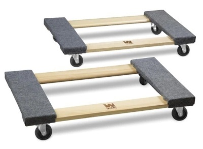 WEN DL1830 1320 lbs. Capacity 18 in. x 30 in. Hardwood Furniture Moving Dolly, Two Pack