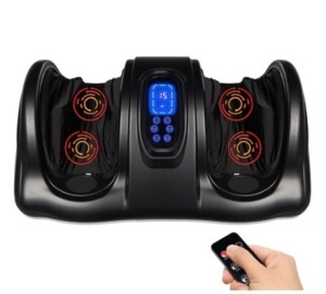 Therapeutic Foot Massager w/ High Intensity Rollers, Remote & 3 Modes, Black