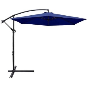 10 ft. Patio Offset Cantilever Umbrella Outdoor Market Hanging Umbrellas with Crank and Cross Base