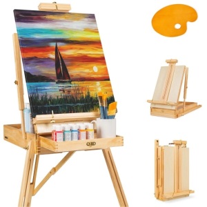 Portable Wooden French Easel, Sketchbox w/ Drawer, Pallet