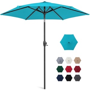 Outdoor Market Patio Umbrella w/ Push Button Tilt, Crank Lift - 7.5ft