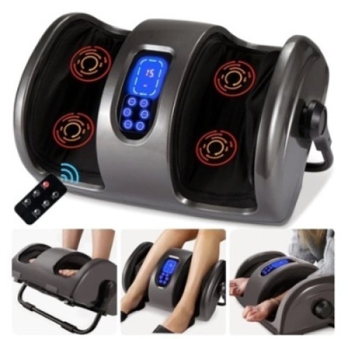 Reflexology Shiatsu Foot Massager w/ High-Intensity Rollers &&nbsp;Remote Control, Gray