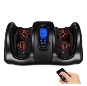 Therapeutic Foot Massager w/ High Intensity Rollers, Remote & 3 Modes, Black