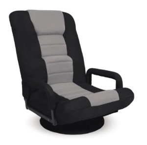 Gaming Floor Chair w/ 360-Degree Swivel, Armrest, Adjustable Backrest, Black/Gray