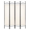 4-Panel Folding Privacy Screen Room Divider Decoration Accent, 6ft, White