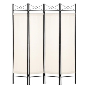 4-Panel Folding Privacy Screen Room Divider Decoration Accent, 6ft, White