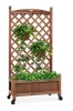 Wood Planter Box & Lattice Trellis w/ Drainage, Optional Wheels, 60in