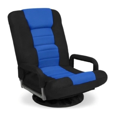 Gaming Floor Chair w/ 360-Degree Swivel, Armrest, Adjustable Backrest, Black/Blue