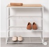 Threshold 4 Tier Shoe Rack White Metal with Natural Wood