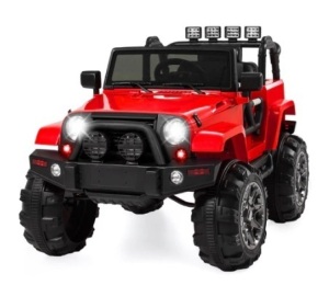 12V Kids Ride-On Truck Car Toy w/ 3 Speeds, LED, Remote & Bluetooth, Red