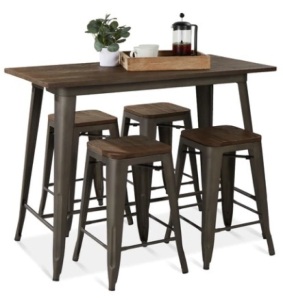 5-Piece Counter Height Dining Set w/ 4 Backless Stools, 330lb Capacity