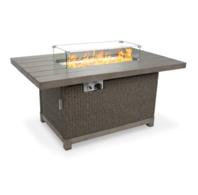 52in 50,000 BTU Wicker Propane Fire Pit Table w/ Aluminum Top & Cover