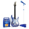 Kids Electric Guitar Toy Play Set w/ 6 Songs, Microphone & Amp, Blue