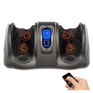 Therapeutic Foot Massager w/ High Intensity Rollers, Remote & 3 Modes, Gray