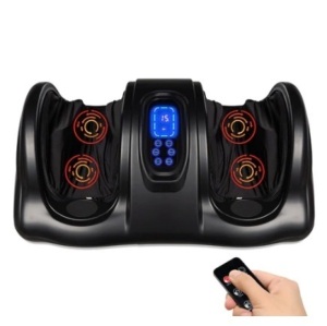 Therapeutic Foot Massager w/ High Intensity Rollers, Remote & 3 Modes, Black