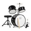 Kids Beginner 3-Piece Drum, Musical Instrument Set w/ Sticks, Stool & Pedal, Black