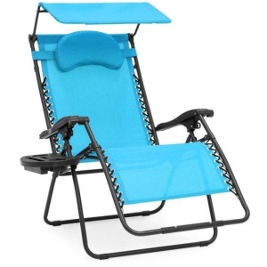 Oversized Zero Gravity Chair w/ Folding Canopy Shade, Cup Holder. Appears New