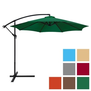 10ft Offset Hanging Outdoor Market Patio Umbrella w/ Easy Tilt Adjustment - Green. Appears New