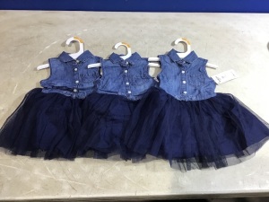 Lot of (3) OshKosh B'gosh Tulle Skirt Denim Dresses, 12M 