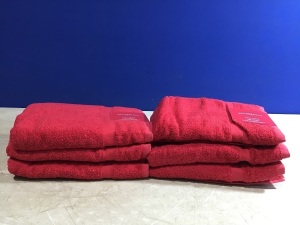 Lot of (6) Red Bath Towels 