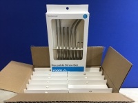 Case of (12) Room Essentials Stainless Steel Reusable Straw Set, 10 pcs&nbsp;&nbsp;