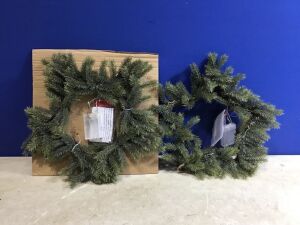 Lot of (2) 18" Prelit Star Artificial Christmas Wreath 