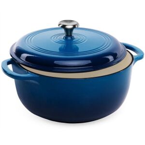 6qt Non-Stick Enamel Cast-Iron Dutch Oven Kitchen Cookware w/ Side Handles