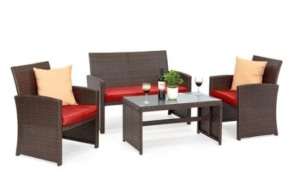 3-Piece Outdoor Wicker Conversation Patio Set