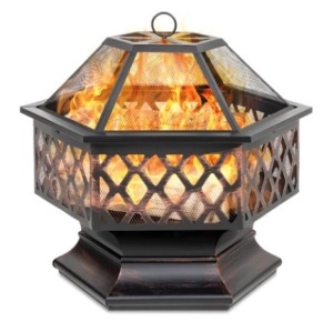 Hex-Shaped Outdoor Fire Pit, (Missing Lid), 24in