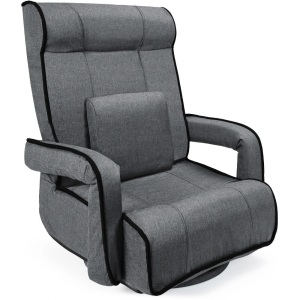 Oversized Swivel Gaming Floor Chair w/ Armrest, Adjustable Backrest