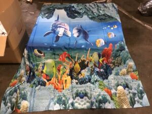 Lot Of (100) Ocean Themed Shower Curtains.