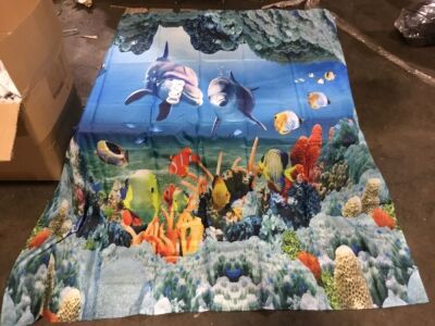 Lot Of (100) Ocean Themed Shower Curtains.