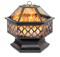 Hex-Shaped Outdoor Fire Pit w/ Flame-Retardant Lid,&nbsp;24in