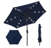 Outdoor Solar Patio Umbrella w/ Push Button Tilt & Crank Lift, 7.5ft, Navy