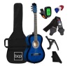 Beginner Acoustic Guitar Set w/ Case, Strap, Digital Tuner & Strings, 38in, Blueburst