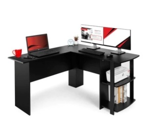 L-Shaped Corner Computer Office Desk, Black