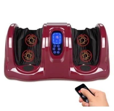 Therapeutic Foot Massager w/ High Intensity Rollers, Remote & 3 Modes, Burgundy