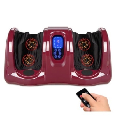 Therapeutic Foot Massager w/ High Intensity Rollers, Remote & 3 Modes, Burgundy